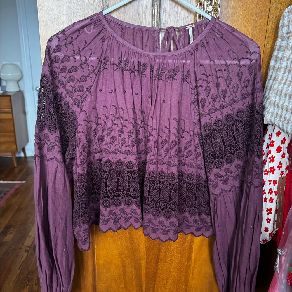 Free People Purple Lace Women's Top